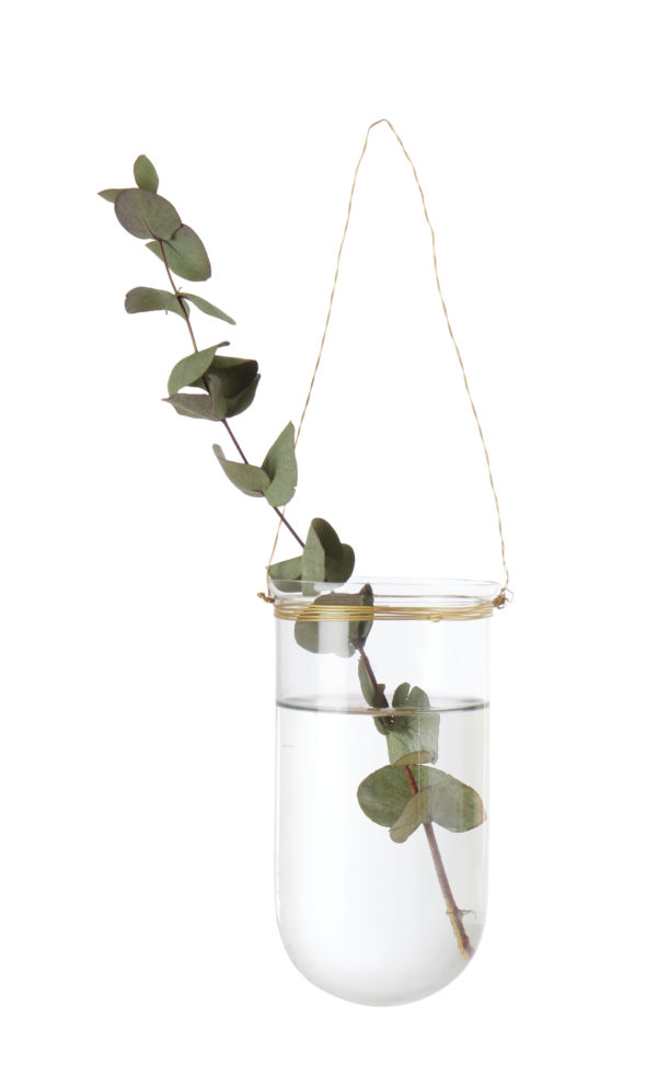 Vase à suspendre en verre et métal doré – Image 2