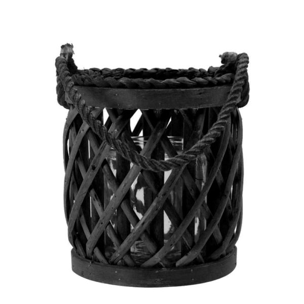 Lanterne en rotin noir - Carrée