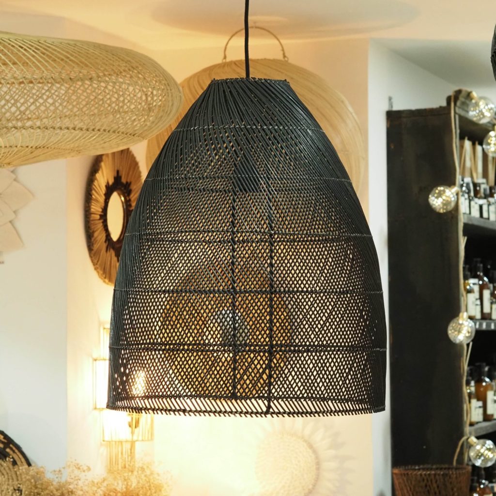 Suspension en rotin - Noir