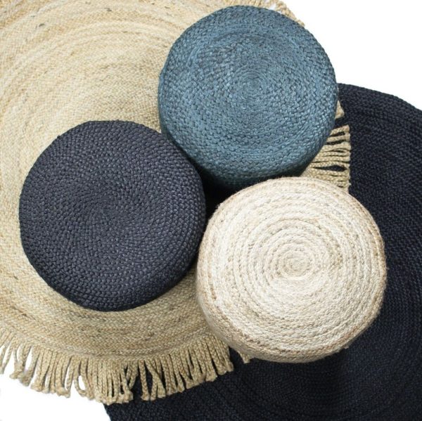 Tapis rond en jute à franges - Naturel 120cm – Image 2