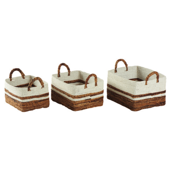 Panier rectangulaire - Naturel & Blanc