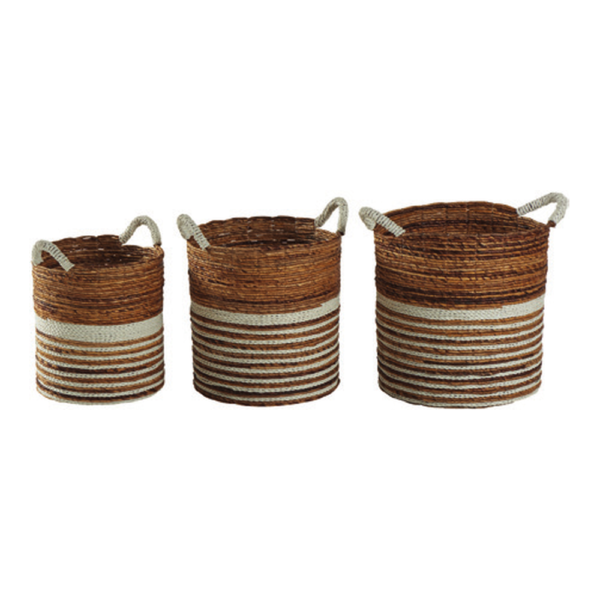 Panier rond - Naturel & Blanc