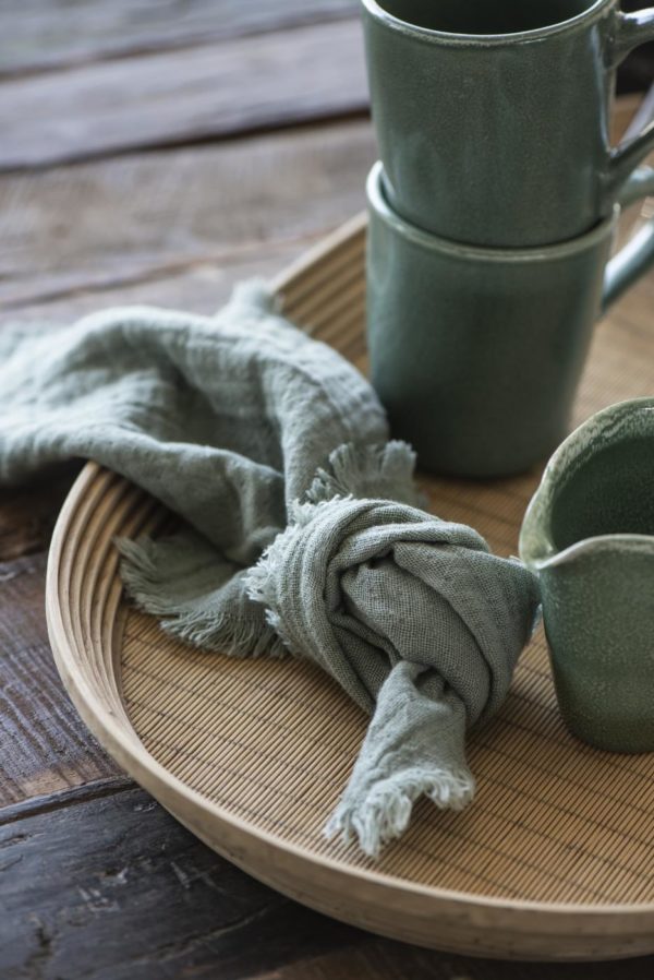 Set de 4 serviettes de table en coton - Vert – Image 3