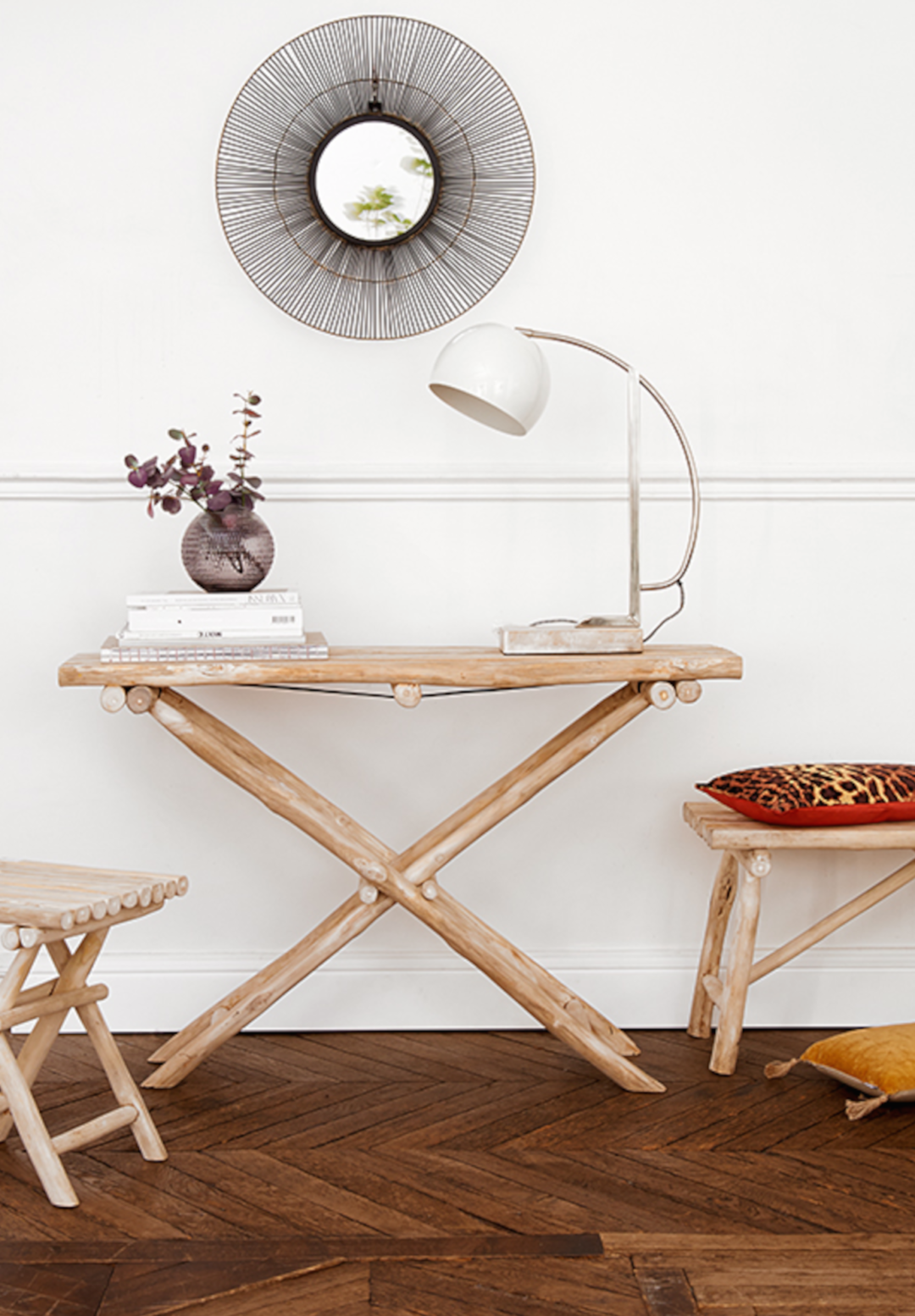 Plateau En Teck Naturel House Nordic 58 X 38 Cm - Plateau Décoratif Et Pratique