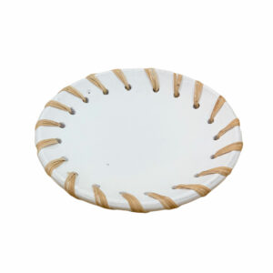 coupelle en terre cuite et rotin blanc