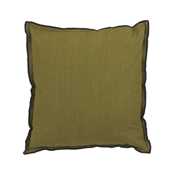 Coussin liseré noir  50x50 - Kaki