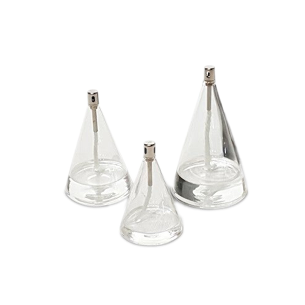 Lampe à huile finition chrome - Conique