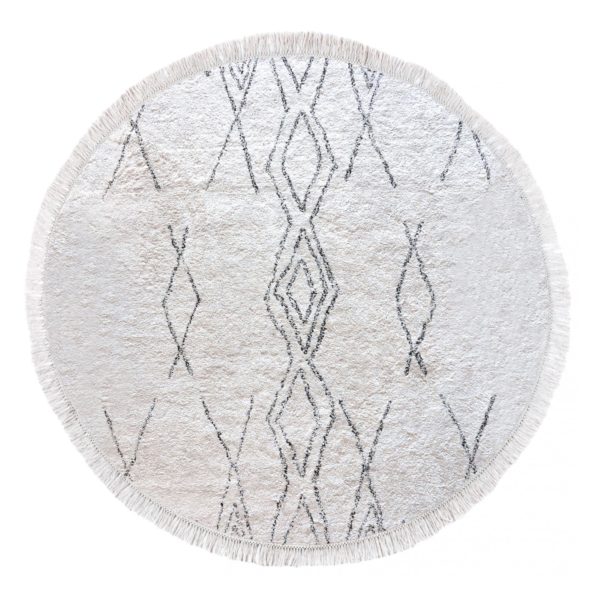 Tapis berbere rond 160cm - Ivoire et noir