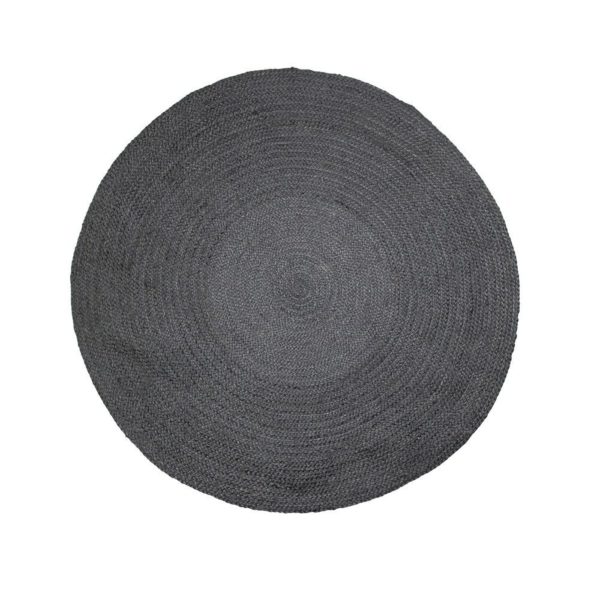 Tapis rond en jute 120 cm - Noir