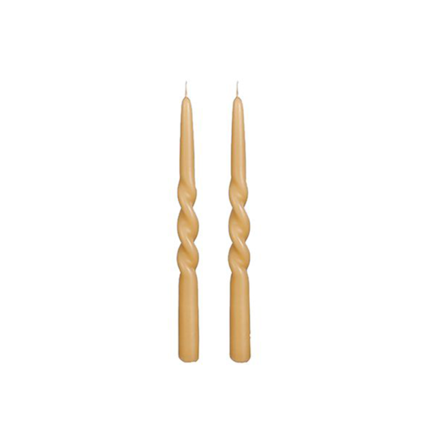 Set de 2 bougies torsadées - Marron