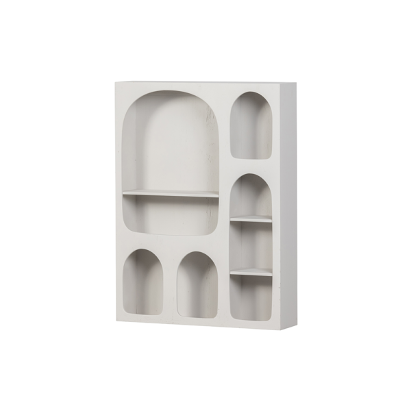 Etagère murale 8 niches en bois - Blanc grisé