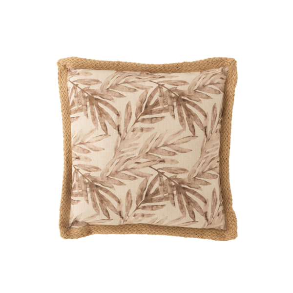 Coussin coton et jute - Feuilles