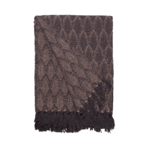 Plaid en coton 130x180 cm - Noir & Beige