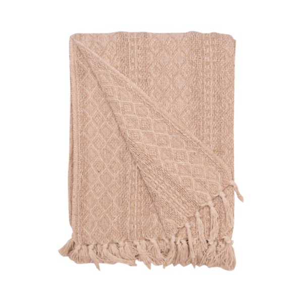 Plaid en coton 130x180 cm - Ecru & Naturel