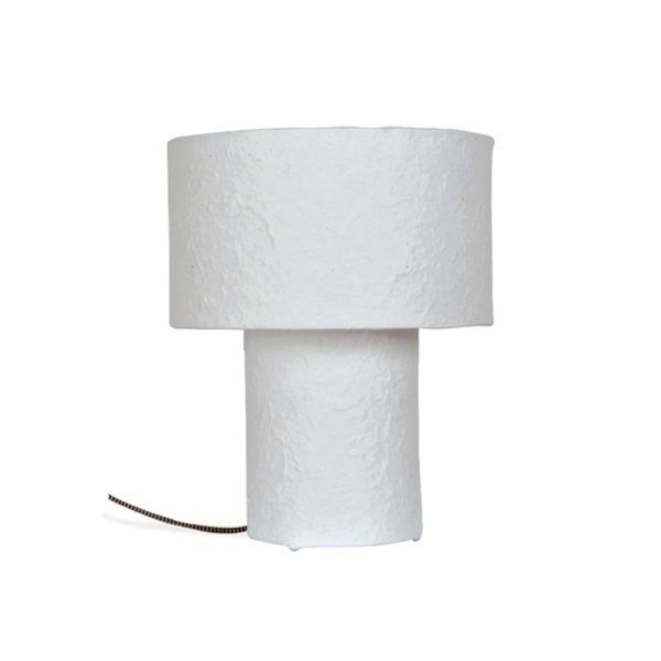 Lampe à poser en papier maché blanc