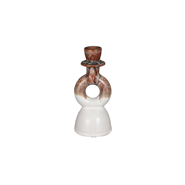 Bougeoir en céramique - Marron et blanc