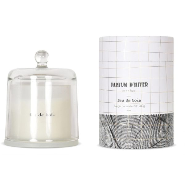 Bougie parfumée sous cloche - Feu de bois