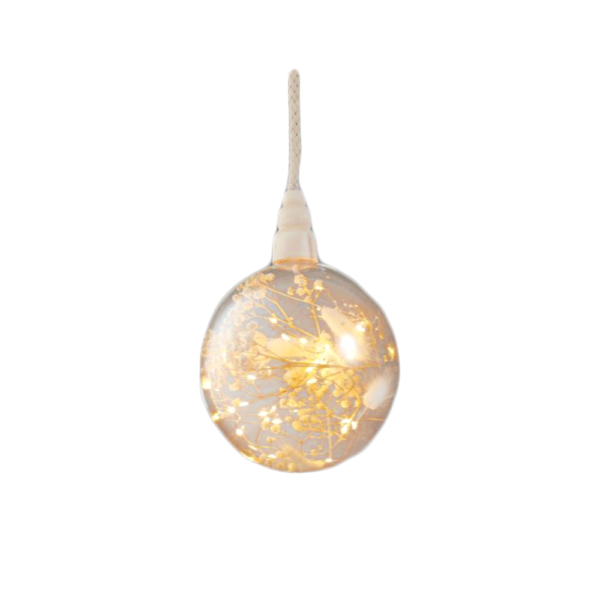 Boule lumineuse à LED et fleurs séchées