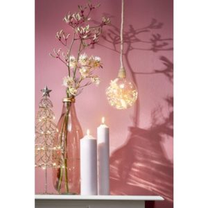 Boule lumineuse à LED et fleurs séchées