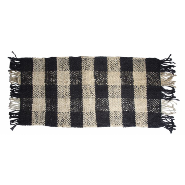 Tapis en jute naturel et noir 70x140