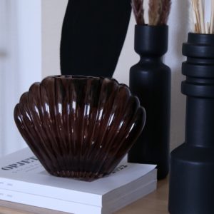 Vase en verre coquillage - Marron