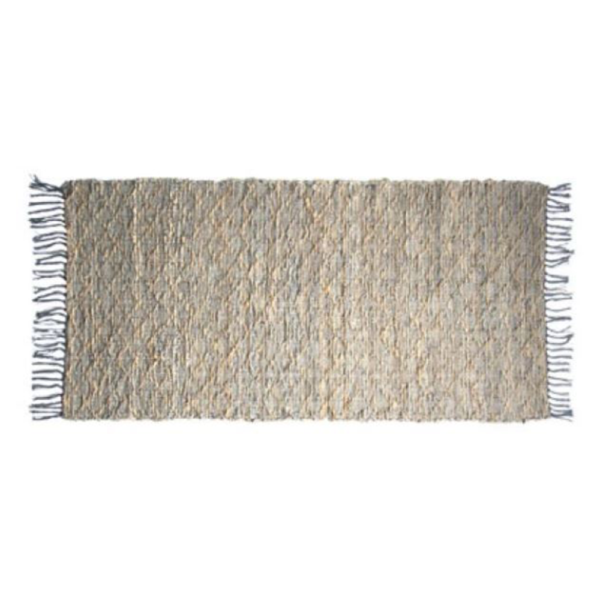 Tapis en jute et cuir gris 60x90