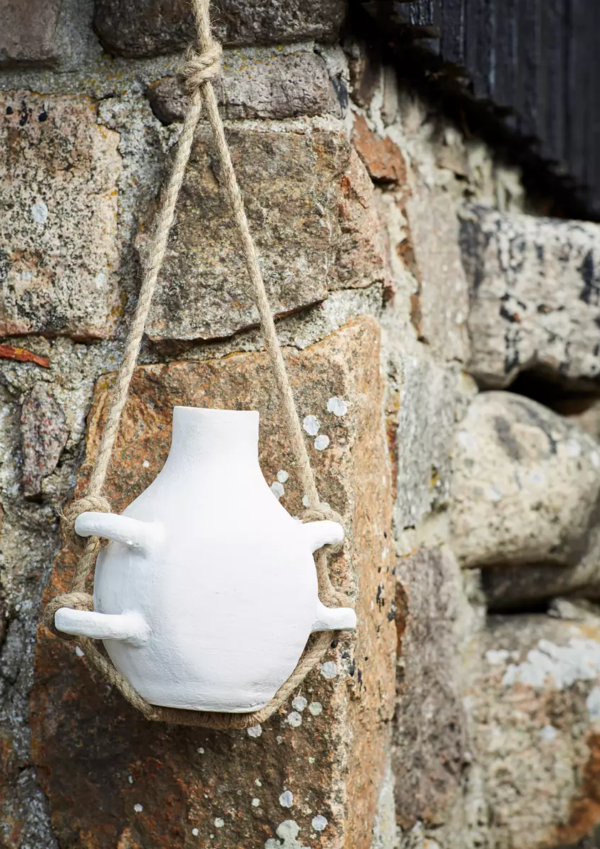 Vase en terre cuite à suspendre - Blanc – Image 3