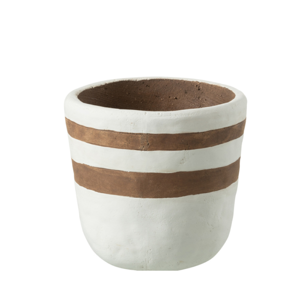 Cache pot en céramique blanc et marron