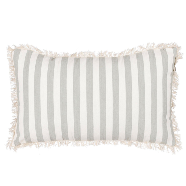 Coussin à franges et rayures - Vert