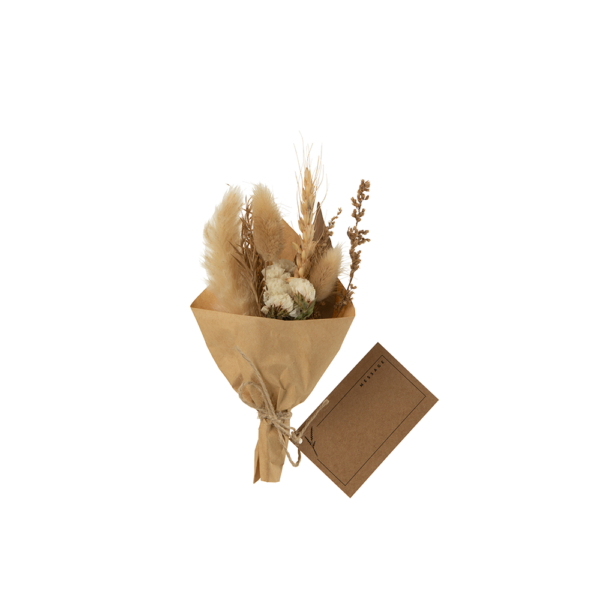 Mini bouquet de fleurs séchées dans un emballage kraft