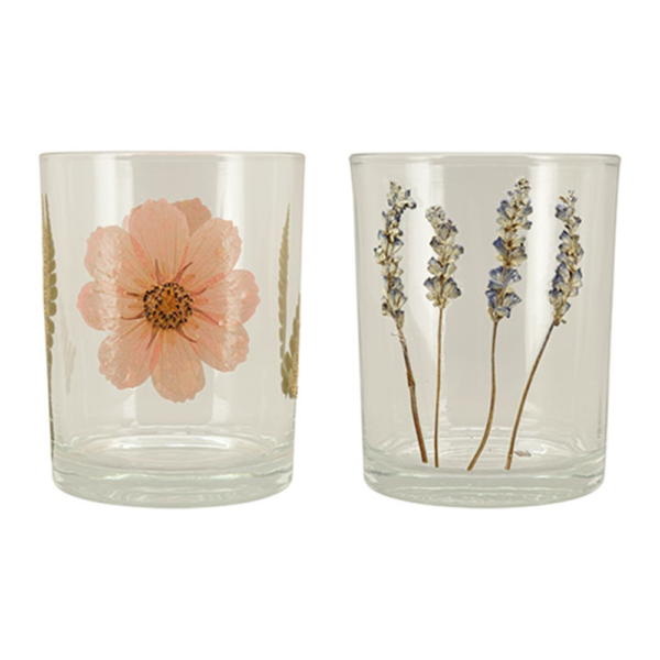 Photophore en verre fleurs séchées