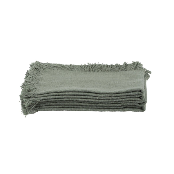 Set de 4 serviettes de table en coton vert