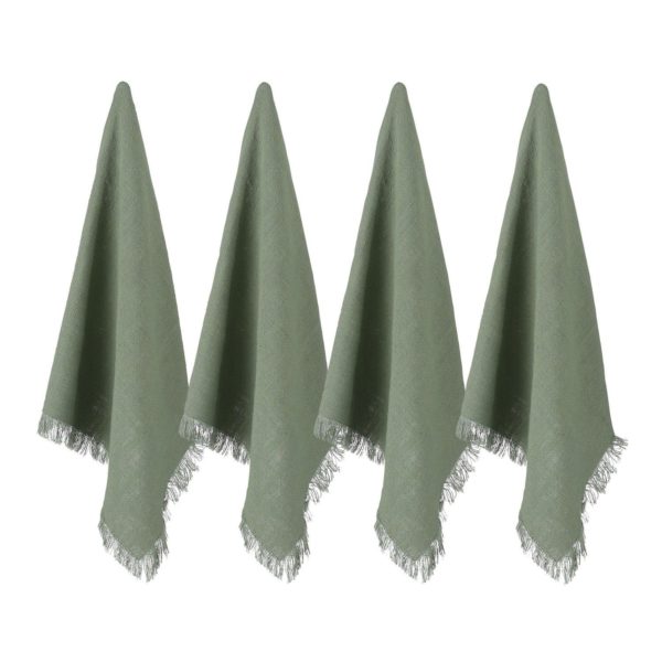 Set de 4 serviettes de table en coton vert