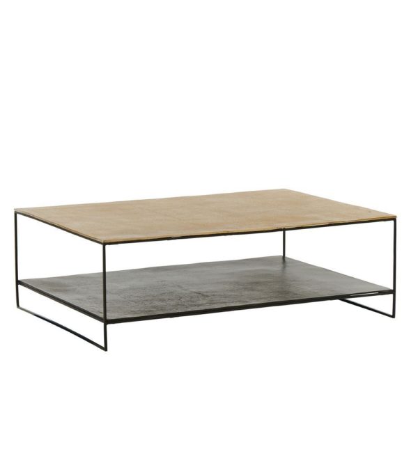 Table basse Baptiste en métal doré et noir