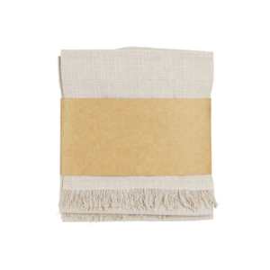 Serviette de table en coton à franges beige