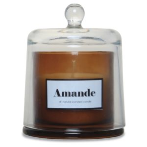 Bougie ambrée sous cloche parfum amande