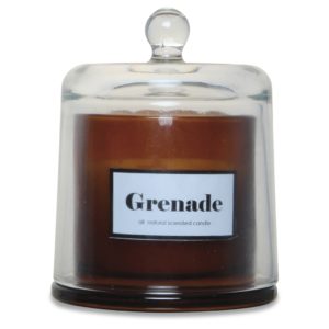 Bougie ambrée sous cloche parfum grenade