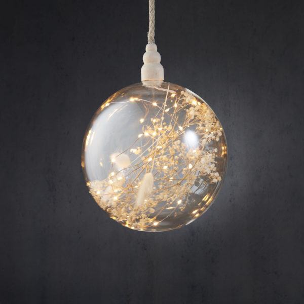 Boule lumineuse à led et fleurs séchées