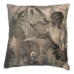 Coussin en velours 45x45 imprimé jungle panthère