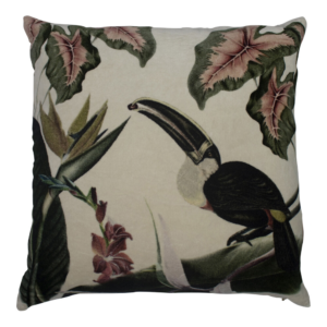 Coussin en velours 45x45 toucan