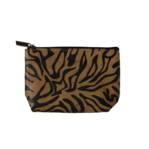 Pochette en cuir peau imprimé tigre