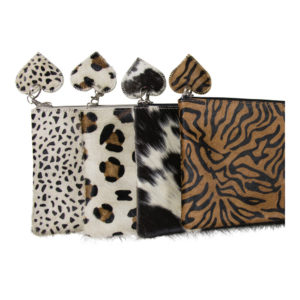 pochette en cuir peau imprimé animal