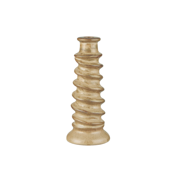 Bougeoir en céramique torsadé beige