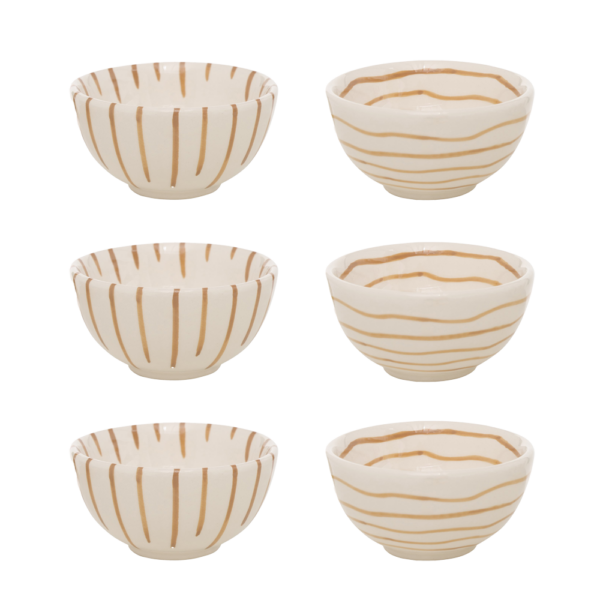 Coupelles en céramique blanc décor beige