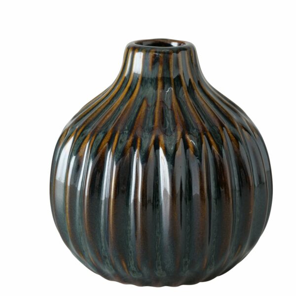 Vase en céramique bleu nuit marron