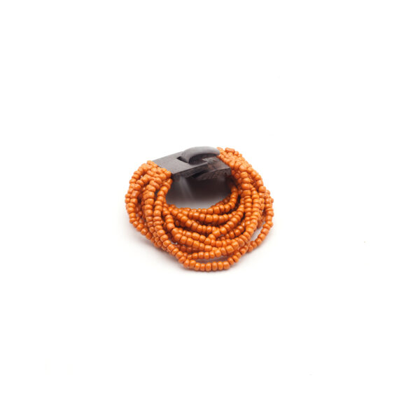 Bracelet en perles et fermoir en bois orange