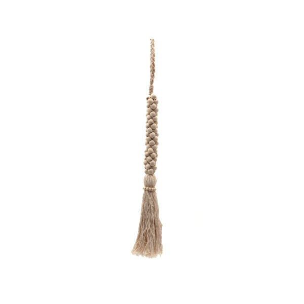 Embrase perles en bois naturel et coton beige