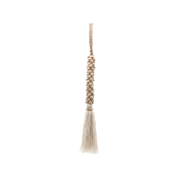 Embrase perles en bois naturel et coton écru