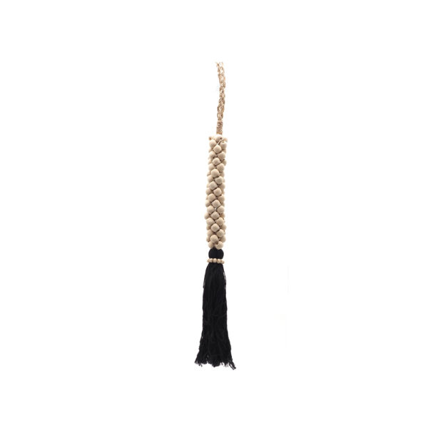 Embrase perles en bois naturel et coton noir