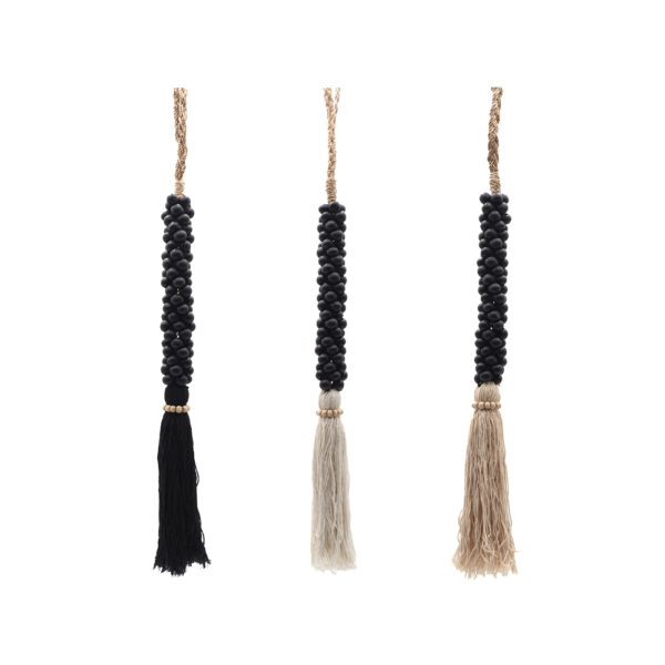 Décoration à suspendre embrasse perles en bois noir et coton